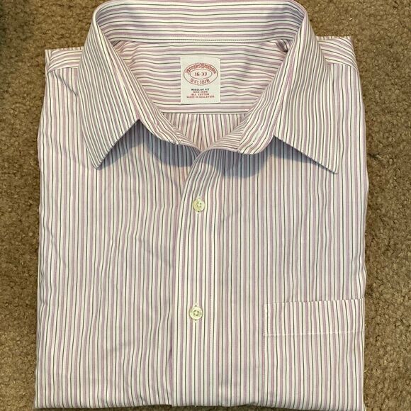 Vintage Brooks Brothers Purple Striped Oxford Button Down Shirt - Picture 1 of 9